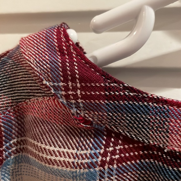 GAP kids red/white plaid collarless shirt. - Picture 8 of 8